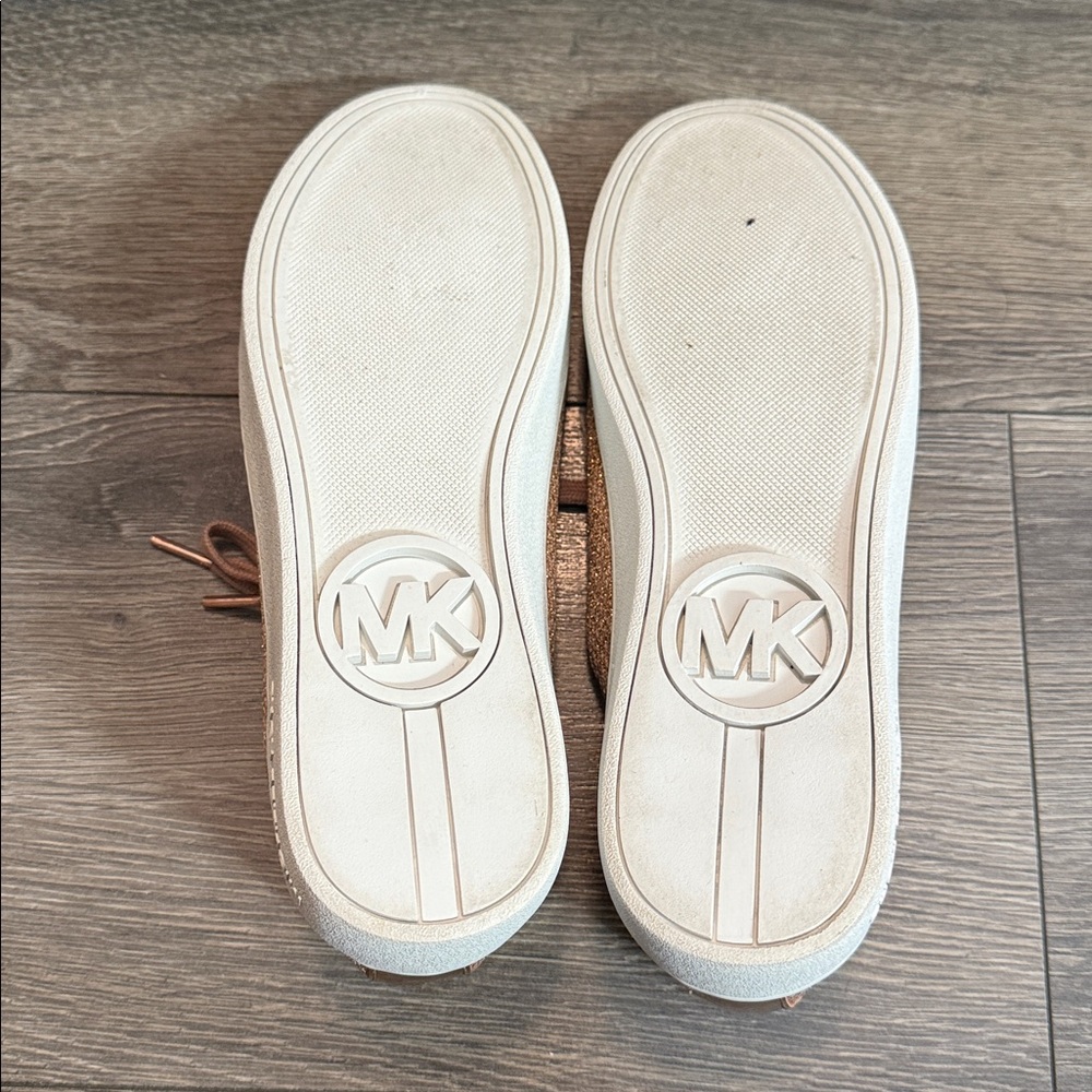 Women Michael Kors Rose Gold Textured Sneakers - Picture 8 of 9
